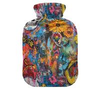 Day of The Dead White Skull Cute hot Water Bottle with Soft Cover, 1L Warm Compress for Neck and Shoulder Pain Relief,Neck and Shoulder Pain Relief,Bolsa Caliente para Dolores Menstrual