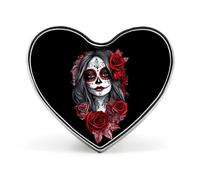 Day of The Dead Woman Heart Metal Brooches 1 Inch Decorative Badges Exquisite Decorations Pins for Clothing
