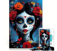 Day of The Dead Woman Portrait 1000-piece Jigsaw Puzzles Mindful Game Anxiety Relief Enjoyable Challenge Home Art (50x75cm)