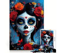 Day of The Dead Woman Portrait 1000-piece Jigsaw Puzzles Mindful Game Anxiety Relief Enjoyable Challenge Home Art (50x75cm)