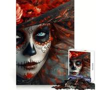 Day of The Dead Woman Portrait 1000 Pieces Jigsaws Adults Puzzles Gifts Creative Play Nice Thick Real Challenge Great Gift (50x75cm)
