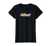 Day of The Week Skull Halloween Group Costume Friday Value Graphic T-Shirt, Women, Black, S