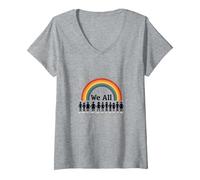Day of Unity We All Belong to Rainbow Diversity Inclusion V-Neck T-Shirt, Women, Heather Grey, S