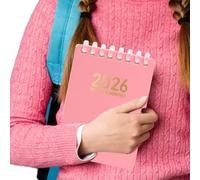 Day Planner A7 Pocket Size Date Workbook | Ringed Notebook for School, College, Work, Journaling, Sketching, Note-Taking, Meetings, Studying, Planning, Research, Field (Pink)