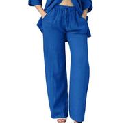 Day Prime Today On Clearance Womens Linen Trousers Casual Ladies Cotton Linen Pants Drawstring Elastic Waist Summer Pants with Pockets Lightweight Comfy Trousers Your Orders Blue