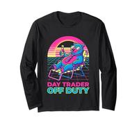 Day Trader Off Duty Synthwave Bear Stock Market Fu Long Sleeve T-Shirt