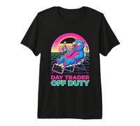 Day Trader Off Duty Synthwave Bear Stock Market Fu Premium T-Shirt