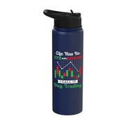 Day Trading Stock Market Candlestick Chart Sarcastic Pun Stainless Steel Insulated Water Bottle