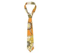 Day2Gift Colorful Retro 70S Flower Mens ties Printed Skinny Tie Slim Necktie for Wedding, Party, Activities