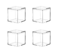 Dayaanee Acrylic Box with Lid, 4 Pack Clear Acrylic Box with Lid Plastic Square Cube Containers BoxesStorage Box 1.77x1.77x1.77Inch/45X45X45mm for Candy Pill and Tiny Jewelry