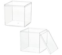 Dayaanee Clear Acrylic Plastic Square Cube, 2 Pack Small Plastic square cube containers with Lid Storage Box 3.3x3.3x3.3Inch/85X85X85mm for Candy Pill and Tiny Jewelry