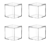 Dayaanee Clear Acrylic Plastic Square Cube 4 Pack Small Acrylic Box with Lid, 4.7x4.7x4.7Inch/120X120X120mm Storage Boxes Organizer Containers for Candy Pill and Tiny Jewelry