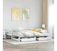Daybed 2in1 White Solid Pinewood Trundle with 2 Drawers 90x200cm Guest Sofa Bed