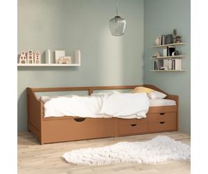 Daybed 3-Seater Solid Pinewood Honey Brown 204x98x66cm 5-Drawer Underbed Storage