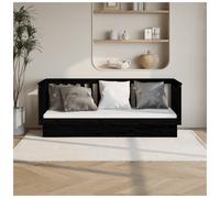 Daybed Black Solid Pinewood 90x190 cm Single Sofa Bed Frame with Slatted Rails.