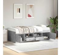 Daybed Concrete Grey 75x190 cm Engineered Wood with 2 Storage Drawers, Small Bed
