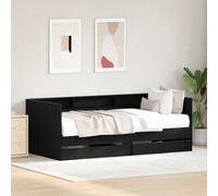 Daybed Engineered Wood Black Oak Rustic 90x200cm With Drawers Twin Size Sofa Bed [EEK: A]