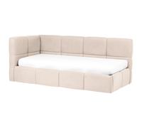 Daybed Fabric JACOU 90 x 200 cm (EU Single) with Storage Left Hand Light Beige
