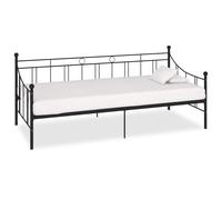 Daybed Frame Black Metal & Plywood 90x200cm Sofa Bed Guest Frame Sturdy Single A