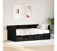 Daybed Frame Black Oak Engineered Wood 203x110x73 cm With 2 Drawers and Trundle [EEK: A]