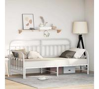 Daybed frame White 90x200cm Powder-Coated Steel Slatted Base Matte Compact Home