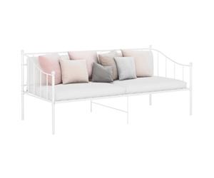 Daybed Frame White Powder-Coated Metal 90x200cm Space-Saving Sofa Bed with rail