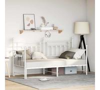 Daybed Frame White Steel 75x190cm Slatted Powder-Coated Modern Guest Bed Single