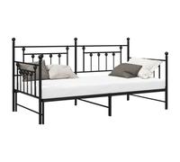 Daybed Frame Black Steel 90x200cm Modern Rectangular Powder-Coated Sleek Sturdy [EEK: A]