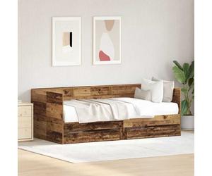 Daybed Old Wood 100x200cm Engineered Wood Twin Bed with Drawers 203x110x73cm New