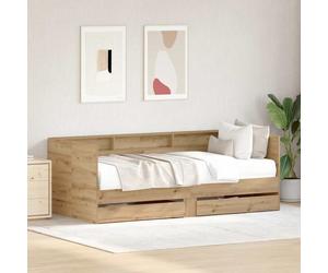 Daybed Old Wood Engineered Wood Twin 90x190 cm With Drawers Rustic Design Incl.