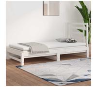 Daybed Pull-Out Sofa Bed Solid Pinewood White 2x 90x200cm Guest Space-Saver Bed