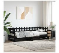 Daybed Pull-Out Solid Pinewood Black 2x 80x200cm Space-Saving Guest Sofa Bed UK