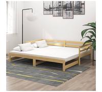 Daybed Pull-Out Solid Pinewood Brown 203x184x56 cm Sofa Bed for Two w/trundle