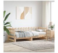 Daybed Pull-Out Solid Pinewood Natural 2x 80x200cm Guest Sofa Bed Space-Savers