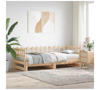Daybed Pull-Out Solid Pinewood Natural 2x 80x200cm Need 2 Mattresses Sofa Guest