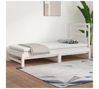 Daybed pull-out solid pinewood sofa bed white 2x90x200cm mattresses 205.5x182cm