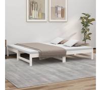 Daybed pull-out solid pinewood white 2x100x200cm slatted space-saving sofa guest