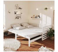 Daybed pull-out solid pinewood white 2x90x200cm sofa guest bed frame trundle UK