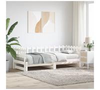 Daybed pull-out solid pinewood white 80x200cm guest sofa bed space-saving slats
