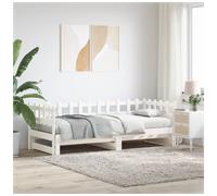 Daybed pull-out solid pinewood white 80x200cm guest sofa bed space-saving slats