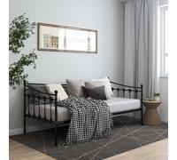 Daybed Sofa Bed Frame Black Powder-Coated Metal 200x90cm Convertible w/SideRail