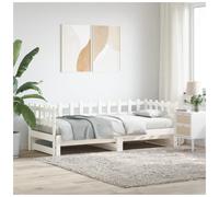 Daybed Solid Pine Pull-Out Sofa Bed White 80x200cm Guest Space-Saver Slatted