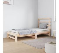 Daybed Solid Pine Wood Natural Slatted 2x90x190cm Pull-Out Sofa Bed 195.5x182cm