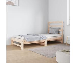 Daybed Solid Pine Wood Natural Slatted 2x90x190cm Pull-Out Sofa Bed 195.5x182cm