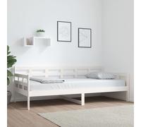 Daybed Solid Pine Wood White 90x200 cm Sofa Bed Frame with Slats and Trundle Kit