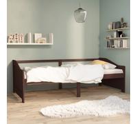 Daybed Solid Pinewood Dark Brown 90x200 cm 3-Seater Wooden Sofa Bed Sturdy Frame
