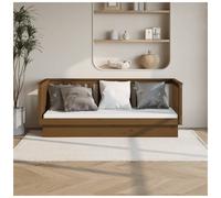 Daybed Solid Pinewood Honey Brown 75x190 cm Small Single Rustic Guest Sofa Frame