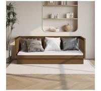 Daybed Solid Pinewood Honey Brown 80x200 cm Guest Sofa Bed 3-sided Rails Sturdy