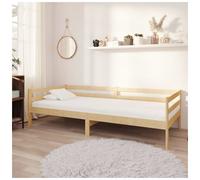 Daybed Solid Pinewood Natural 90x200cm Slatted 3-Sided Guest Bed with Storage