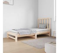 Daybed Solid Pinewood Natural Pull-Out 2x90x190cm Slatted Untreated Frame Sofa